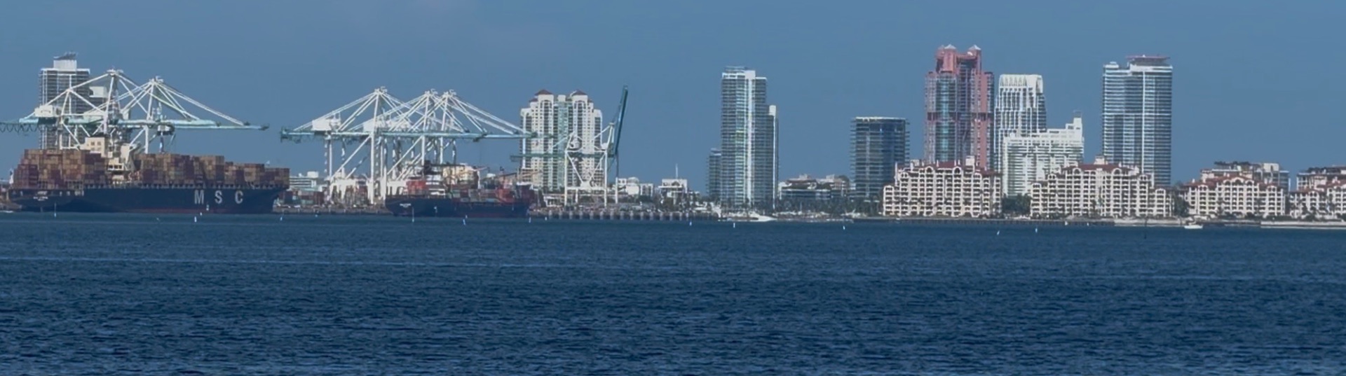Port of Miami gantry cranes and container ship